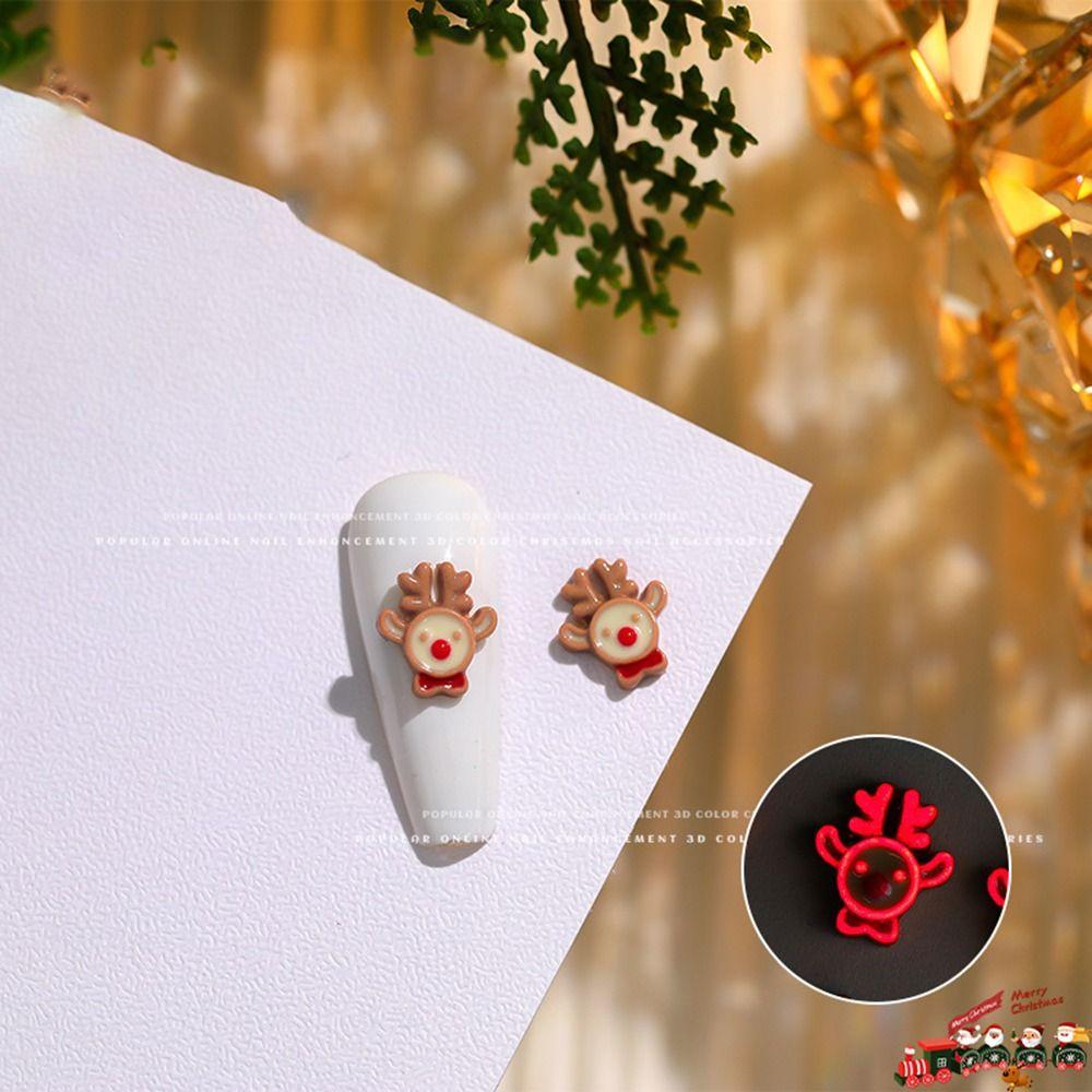 10 шт. Украшения для ногтей из смолы, маникюр с изображением лося, 3D, рождественское украшение для ногтей для женщин