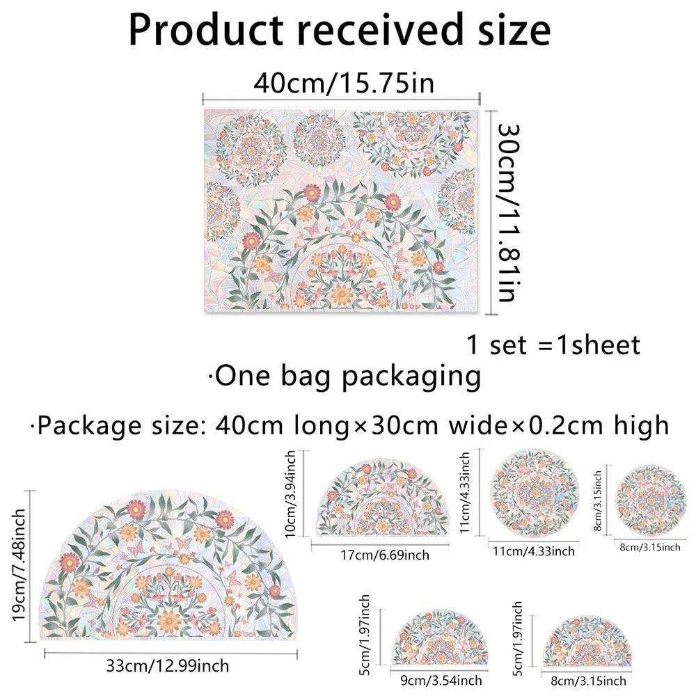 Colorful Sun Catcher Window Stickers Rainbow Prisms Flower Butterfly Bee Floral Decals Waterproof Sunlight Cloud