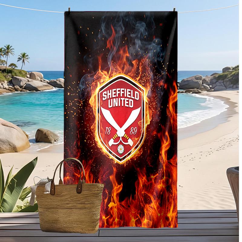 Sheffield United Football Print Beach Towel, Large Soft Quick Dry Towel for Beach Camping Swimming