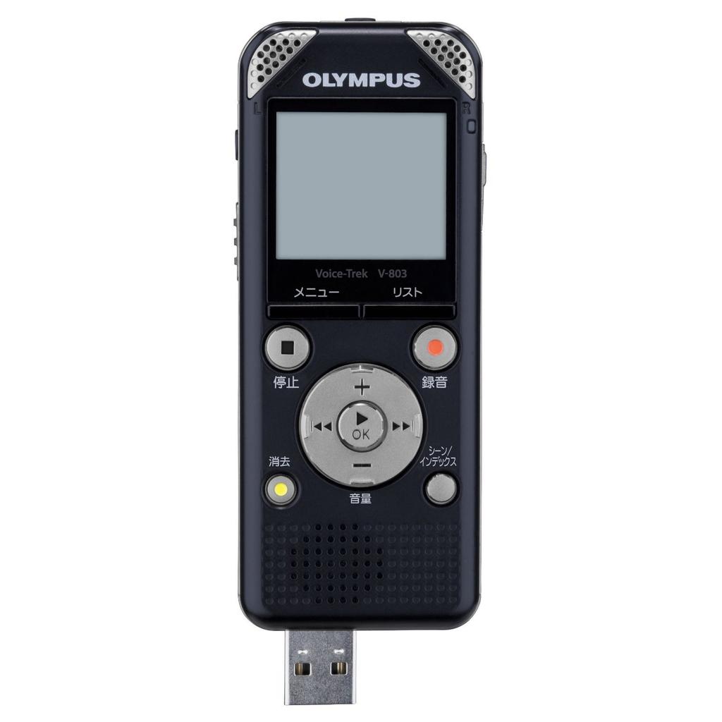 Диктофон OLYMPUS IC VoiceTrek 8 ГБ, совместимый с линейной PCM, оснащенный направленным микрофоном и FM-тюнером BLK Black V-803