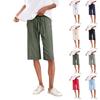 Женские однотонные повседневные брюки с высокой талией, спортивные брюки, шорты 1/2