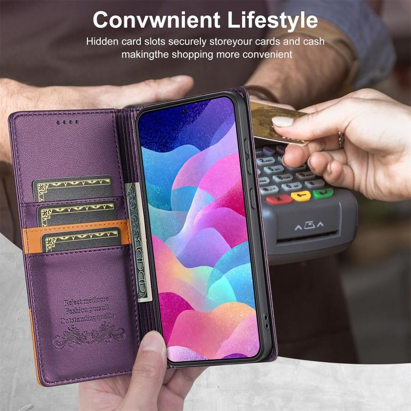Магнитный противокражный кошелек-книжка из кожи с отделением для карт и телефона для Samsung Galaxy S25 Edge S24 Ultra S23 Plus S22 S21 S20 FE S10 Чехол