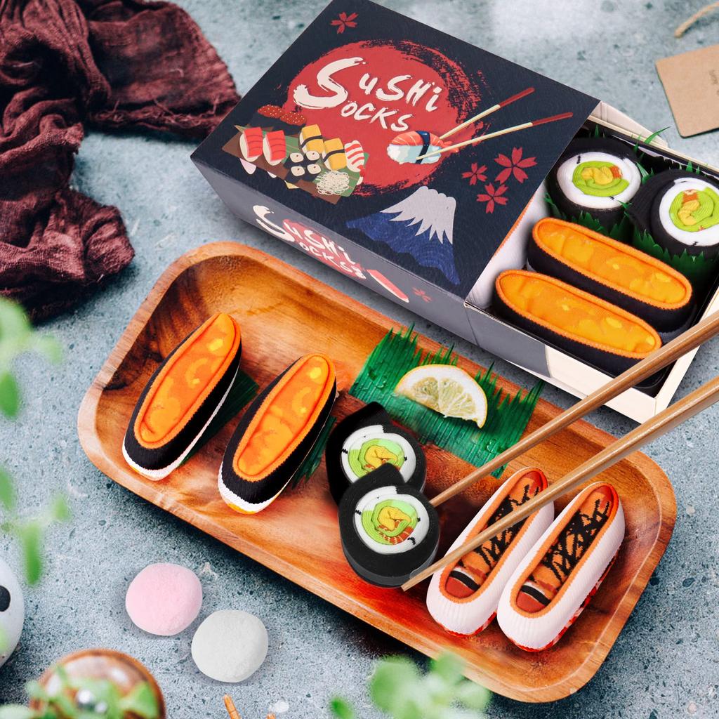 AGRIMONY Sushi Box Socks for and Boys A Fun and Popular Gift for Men and Perfect for or Any These Cute and Stylish Cotton Crew Socks Are a Great Gift