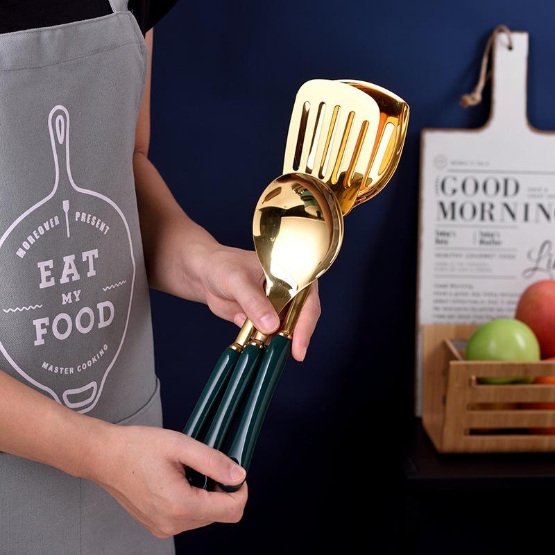 Современный и простой набор кухонной утвари из 7 предметов из нержавеющей стали, кухонные принадлежности, лопатка, ложка, домашняя кухонная утварь