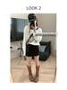 Moqie Stylish Retro Double-Breasted High-Waist Slim A-line Wool Skirt MQ1075