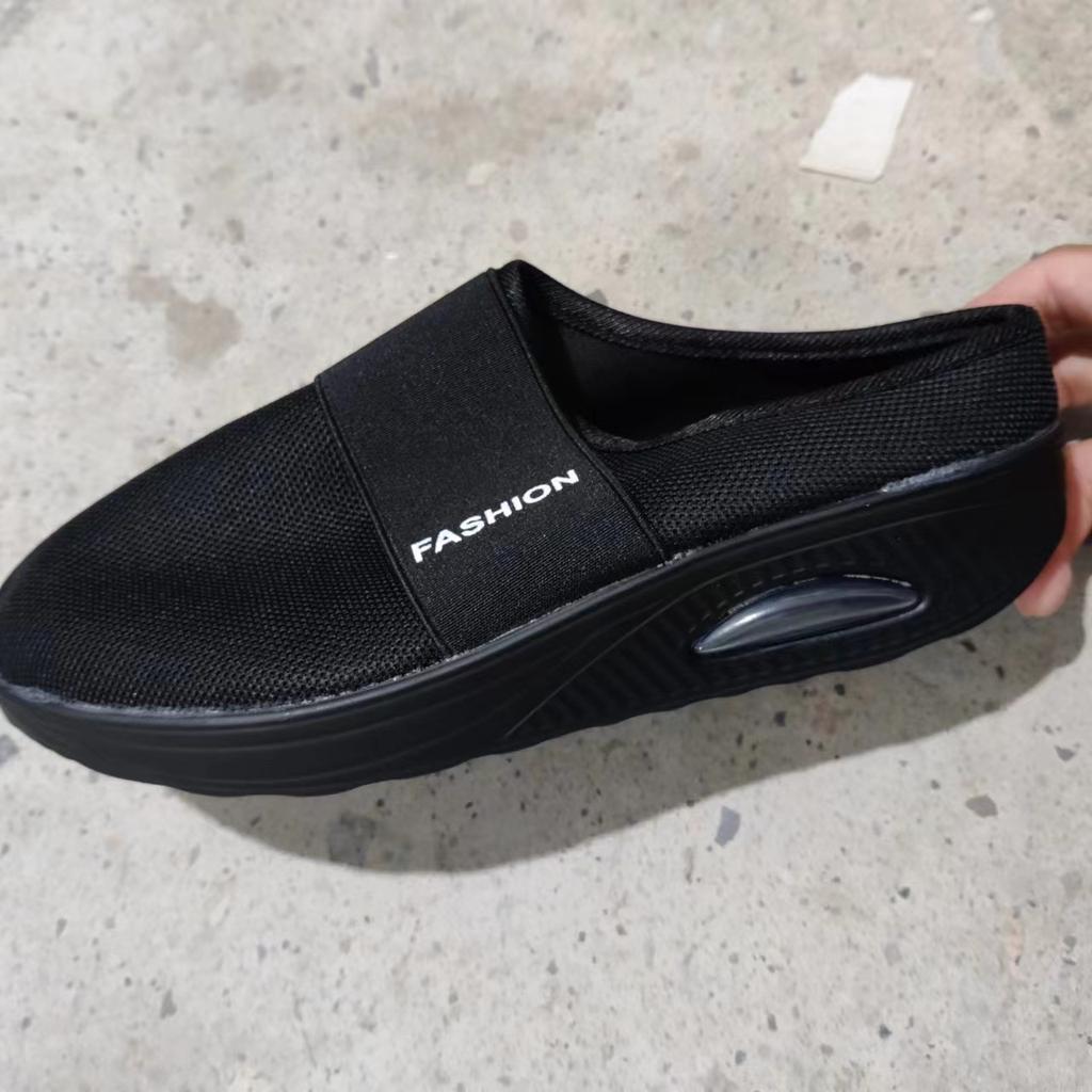 2025 лето внешняя торговля большой размер ленивые сланцы на одной педали сумка голова сетка толстая подошва тапочки женские европейские и американские тапочки на танкетке женские