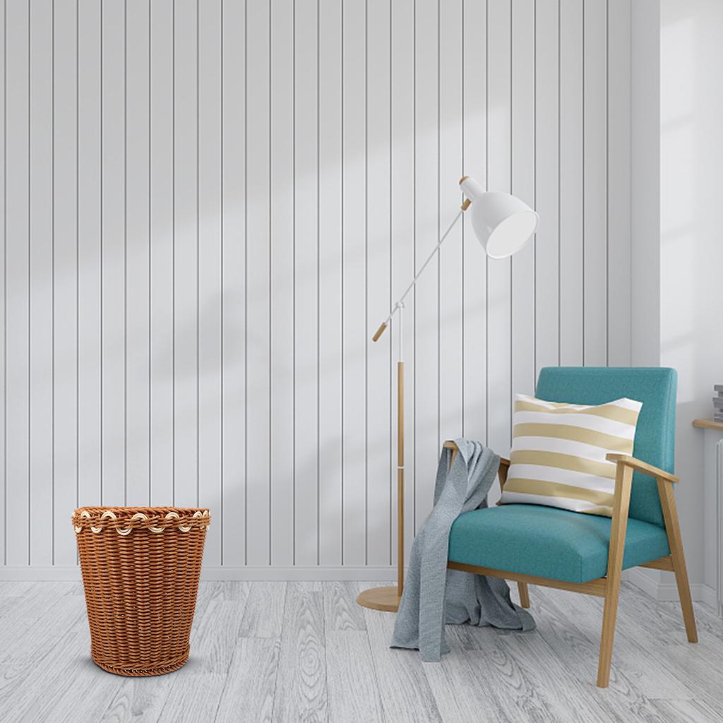 Woven Trash Can Rattan Basket Storage Multipurpose Living Room Laundry Hamper with Lid Boho Decor