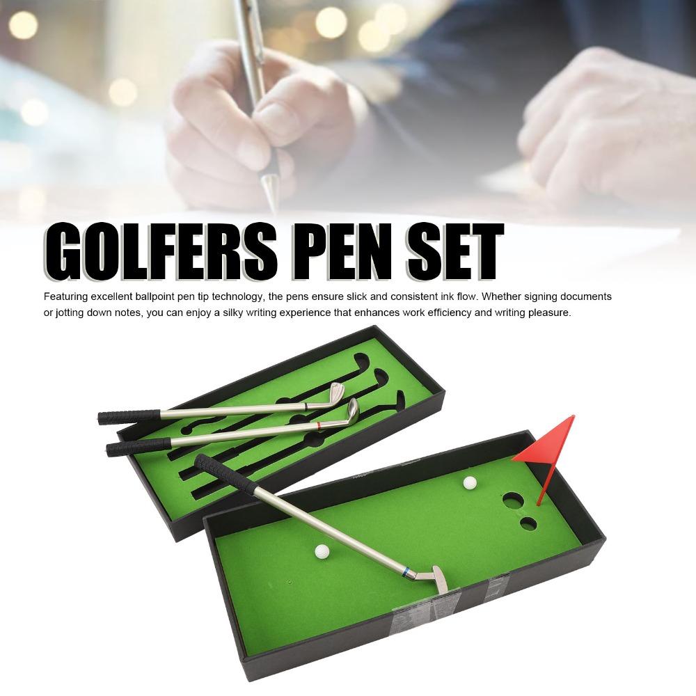 7PCS Simulated Mini Design Golfers Pen Set Smooth Writing Golfers Club Pen Set Golf Enthusiasts