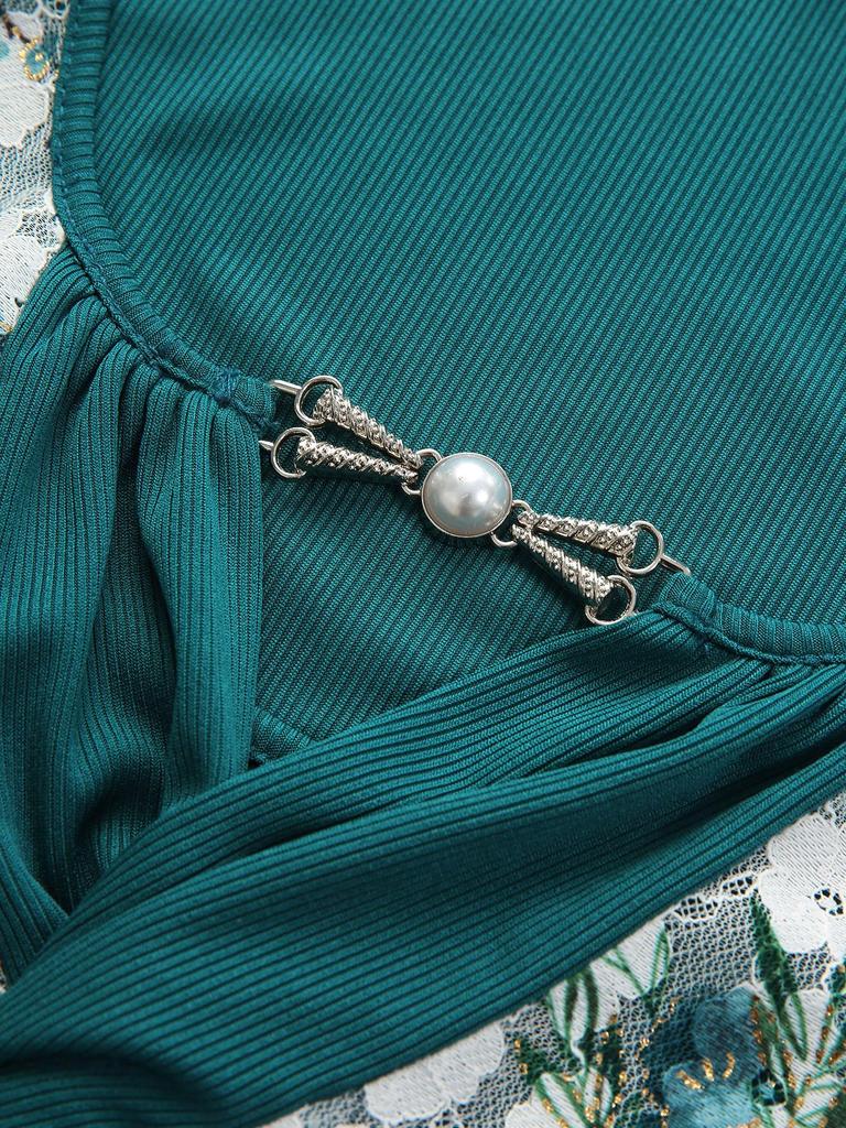 Rosegal Plus Size Plum Bossom Flowers Кружева Горячее тиснение Ребристый Текстурированный Лоскутный Твист 2 В 1 Топ