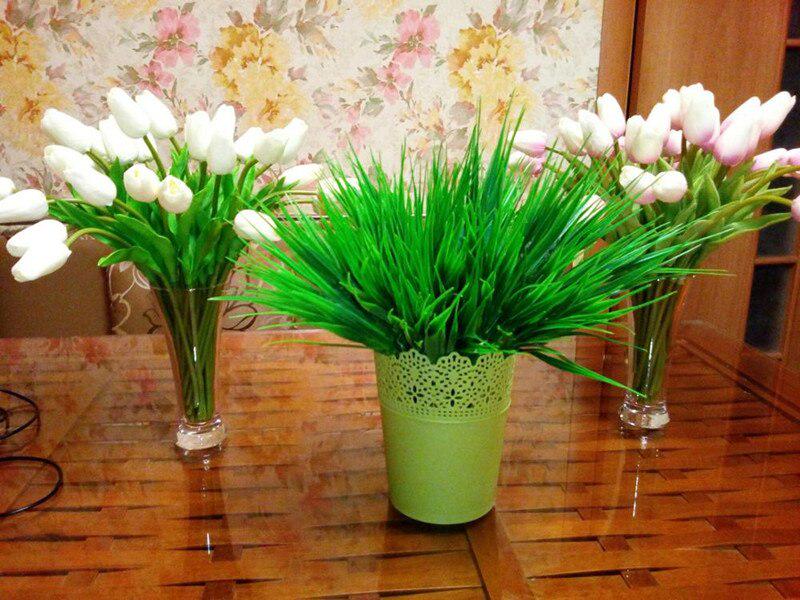 7 Fork One Bouquet Green Leaf Plant Plastic Artificial Grass Leaf Home Decoration MIT
