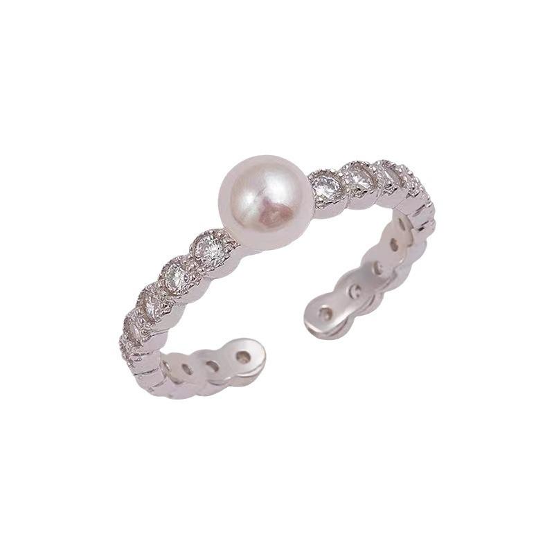 Темпераментное очаровательное пресноводное жемчужное кольцо высокого класса индивидуальность легкое роскошное нейтральное многослойное кольцо на указательный палец холодный ветер простой стиль