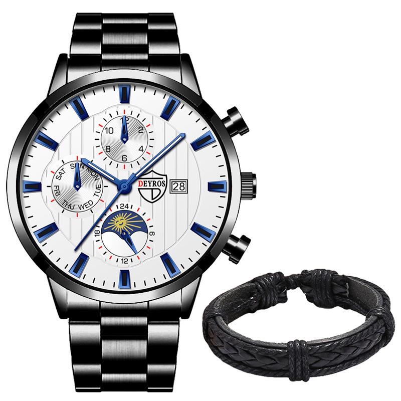 Мужские модные спортивные наручные часы класса люкс мужские деловые кварцевые часы из нержавеющей стали мужские повседневные часы с кожаным браслетом светящиеся часы