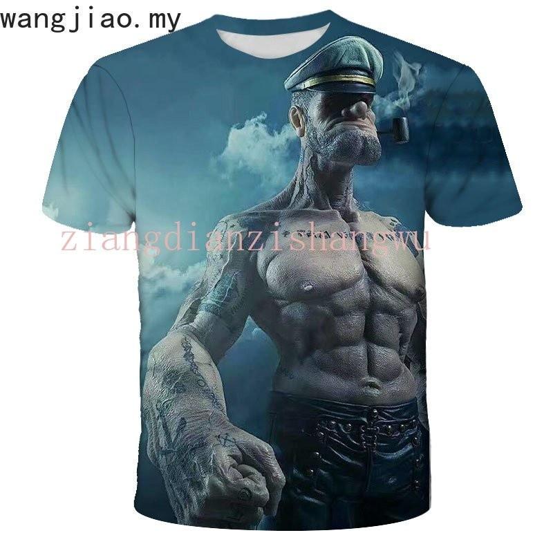 Летний топ с персонажами аниме, классическая футболка с изображением Попая, футболка с 3D-принтом для мужчин и женщин, новинка, модная футболка, футболки в стиле хип-хоп, уличная одежда