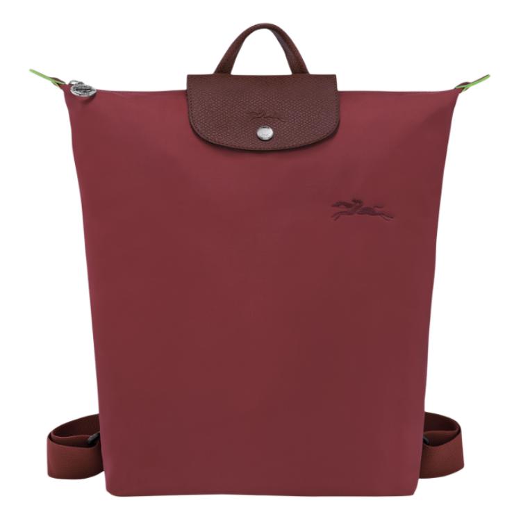 Longchamp Logo Design Zipper Nylon Backpack Unisex Backpack Pomegranate-Red 10284919P98