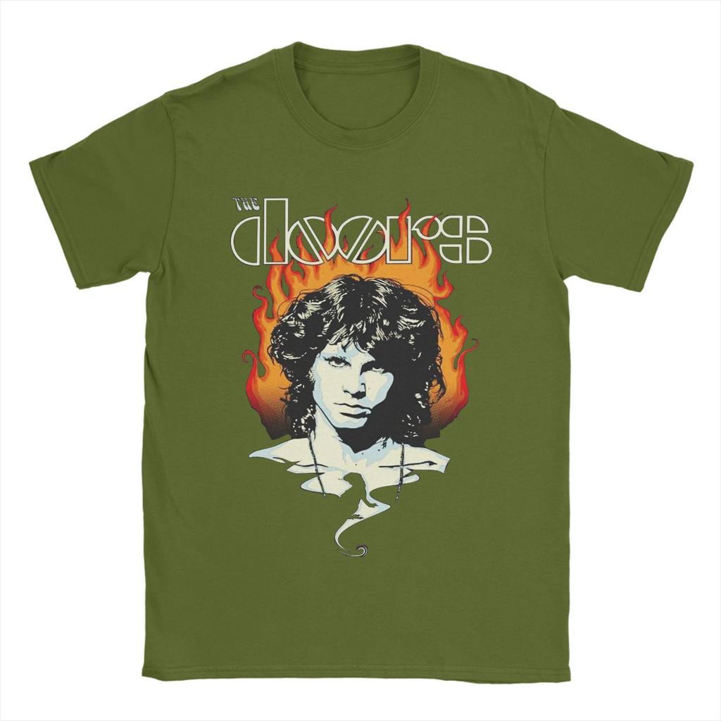 Мужская футболка The Doors  Винтажная музыка   Винтажная хлопковая футболка Футболка с круглым вырезом и коротким рукавом Летние топы