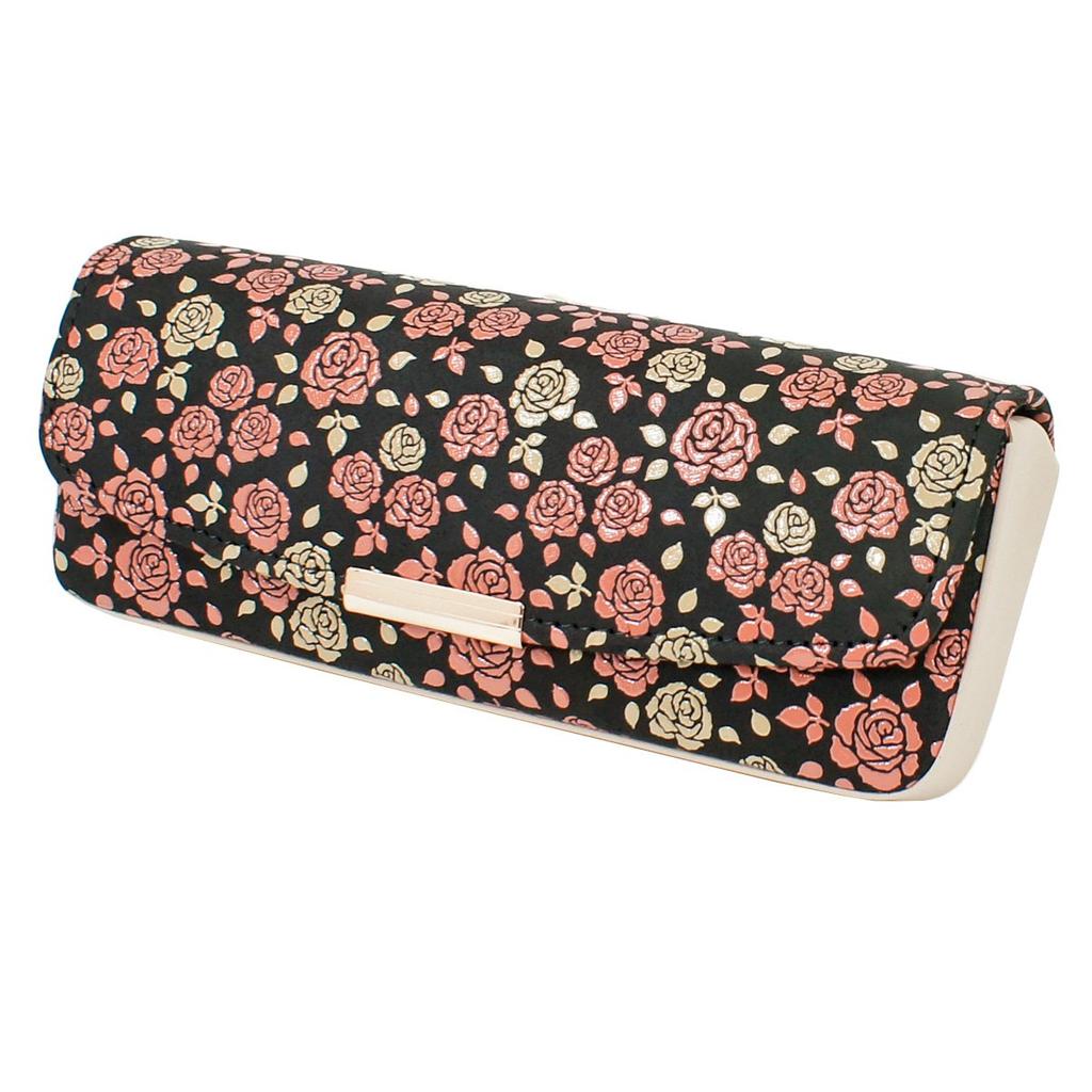 Inden Glasses Case Deerskin Kaguwa Rose Petite Black X White Pink Lacquer 8407 [Indenya]