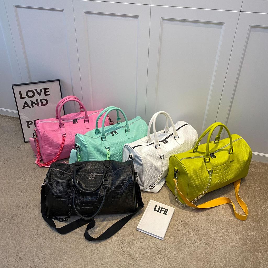 Stylish Travel Bag for Women Large Capacity Tote Carry On Luggage, Premium Faux Leather Sport Gym Bag