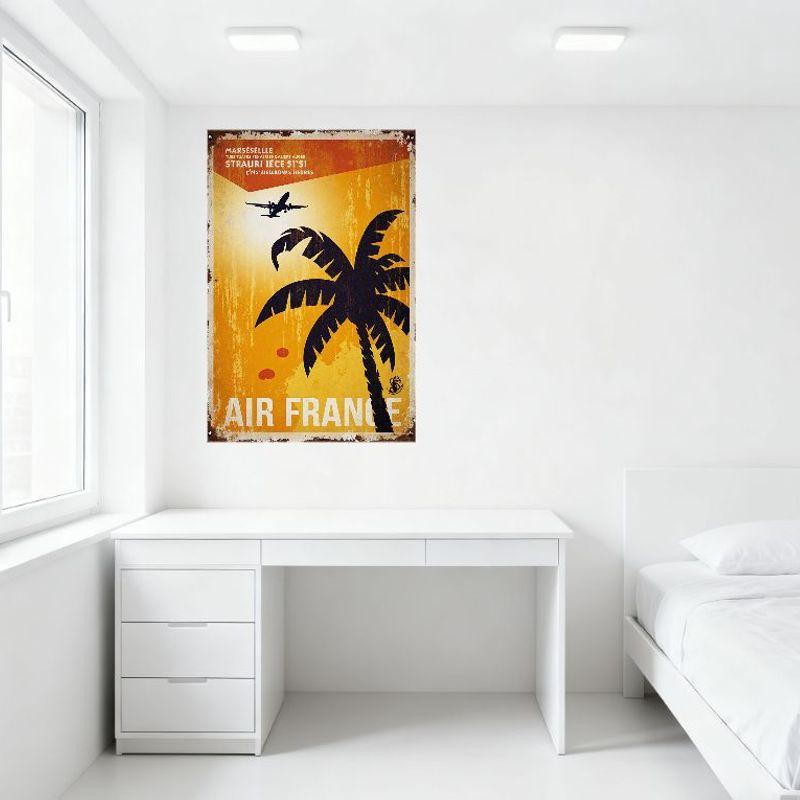 Vintage Air France Marseille Tropical Travel Poster Metal Tin Sign Retro Aged Wall Decor for Home Bar Man Cave Club Decor