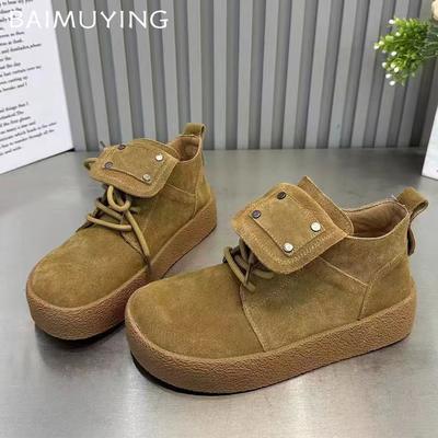 Замшевые женские ботильоны на плоской подошве на платформе спортивные кроссовки женские зимние тренды новые модные кроссовки для бега и ходьбы мотоциклетные ботинки