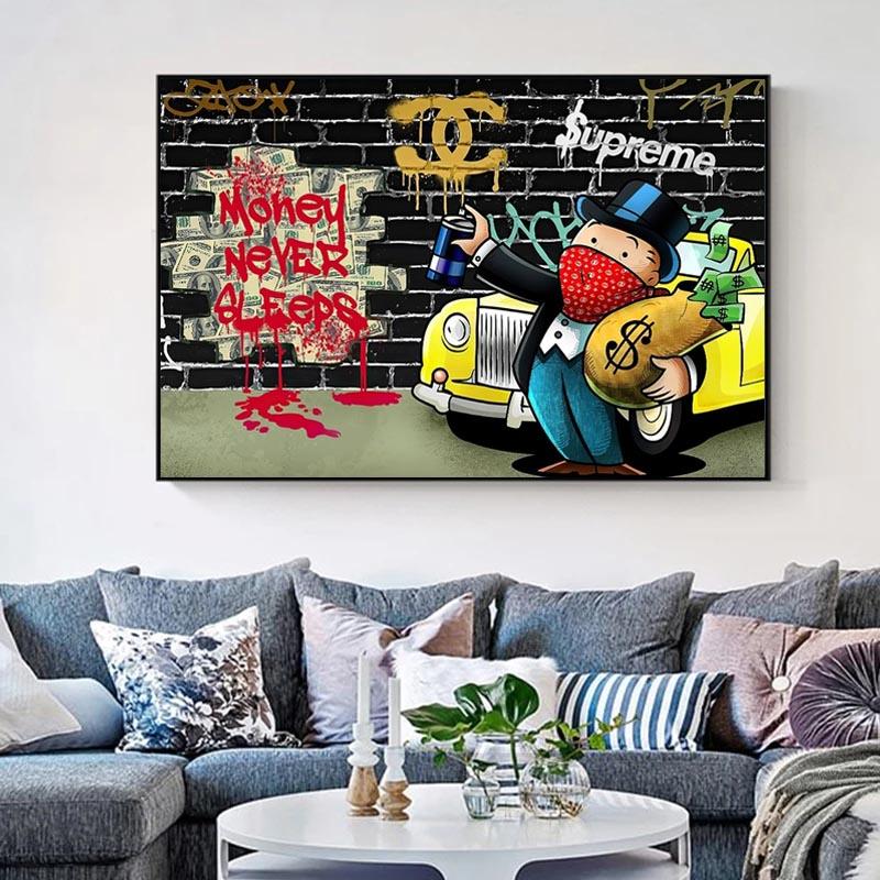 Холст Художественный постер «Деньги, бессонница и эстамп», фразы для вдохновения, холст на стене