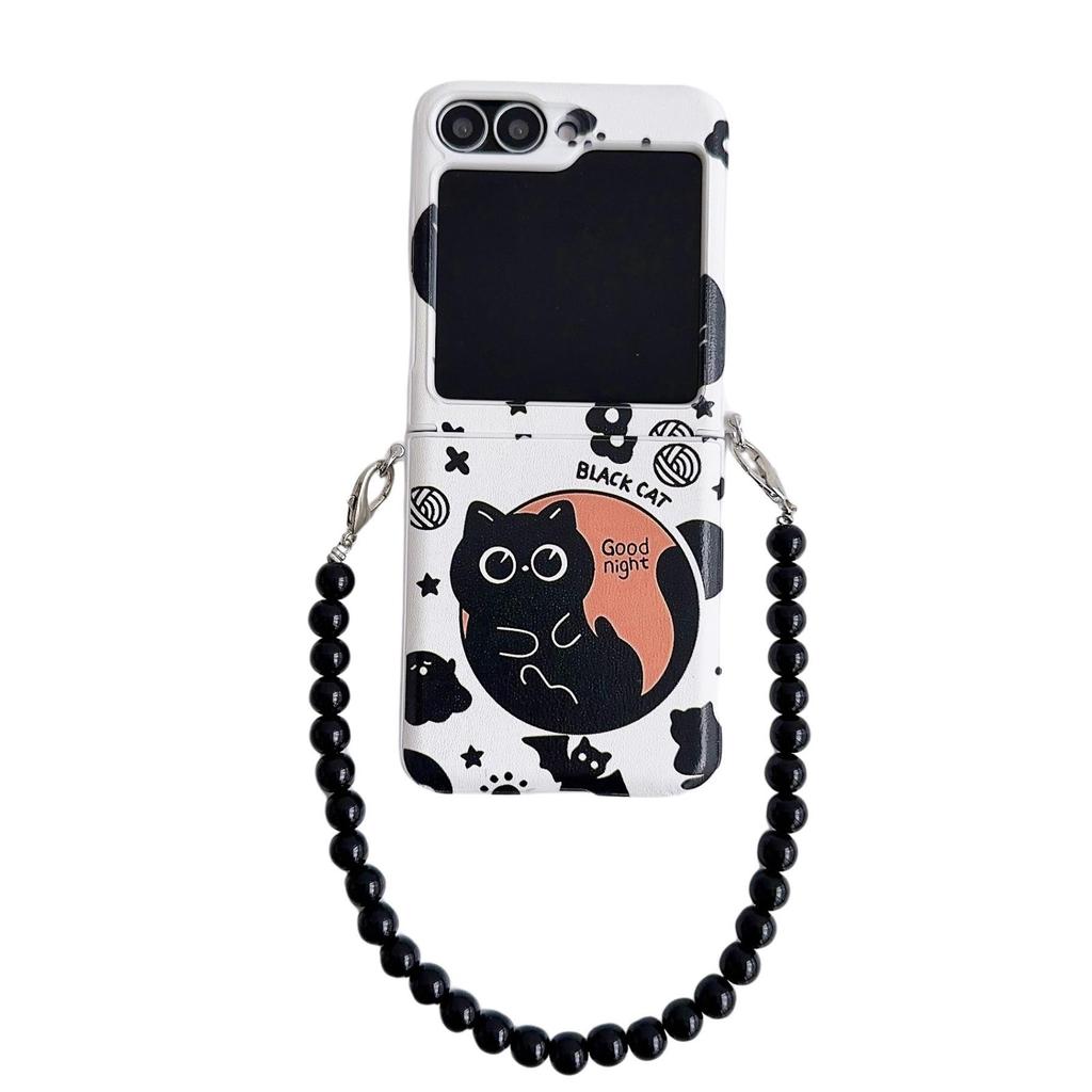 Чехол для Black Cat Galaxy Z Flip 7/6/5 - Защитный чехол-книжка Samsung 4-го поколения для Японии и Южной Кореи