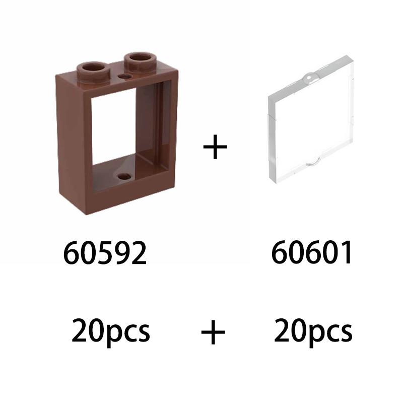 20pcs MOC parts 60592 60601 window transparent glass 1 x 2 x 2 flat front compatible brick DIY building block children's toy