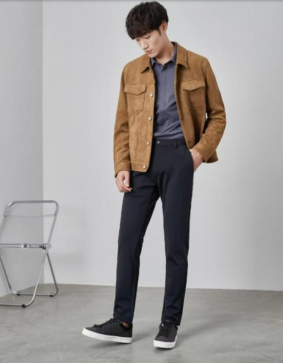 Men's British Style Suede Velvet Jacket, Autumn/Winter, Light Luxury Casual Business, High-End Feel, Windproof Lapel Coach Top