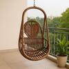Furniture Heart Rattan Swing Chair | Single Seater Hanging Cane Chair for Indoor Use | Handcrafted Wooden Jhula for Balcony & Living Room – Brown