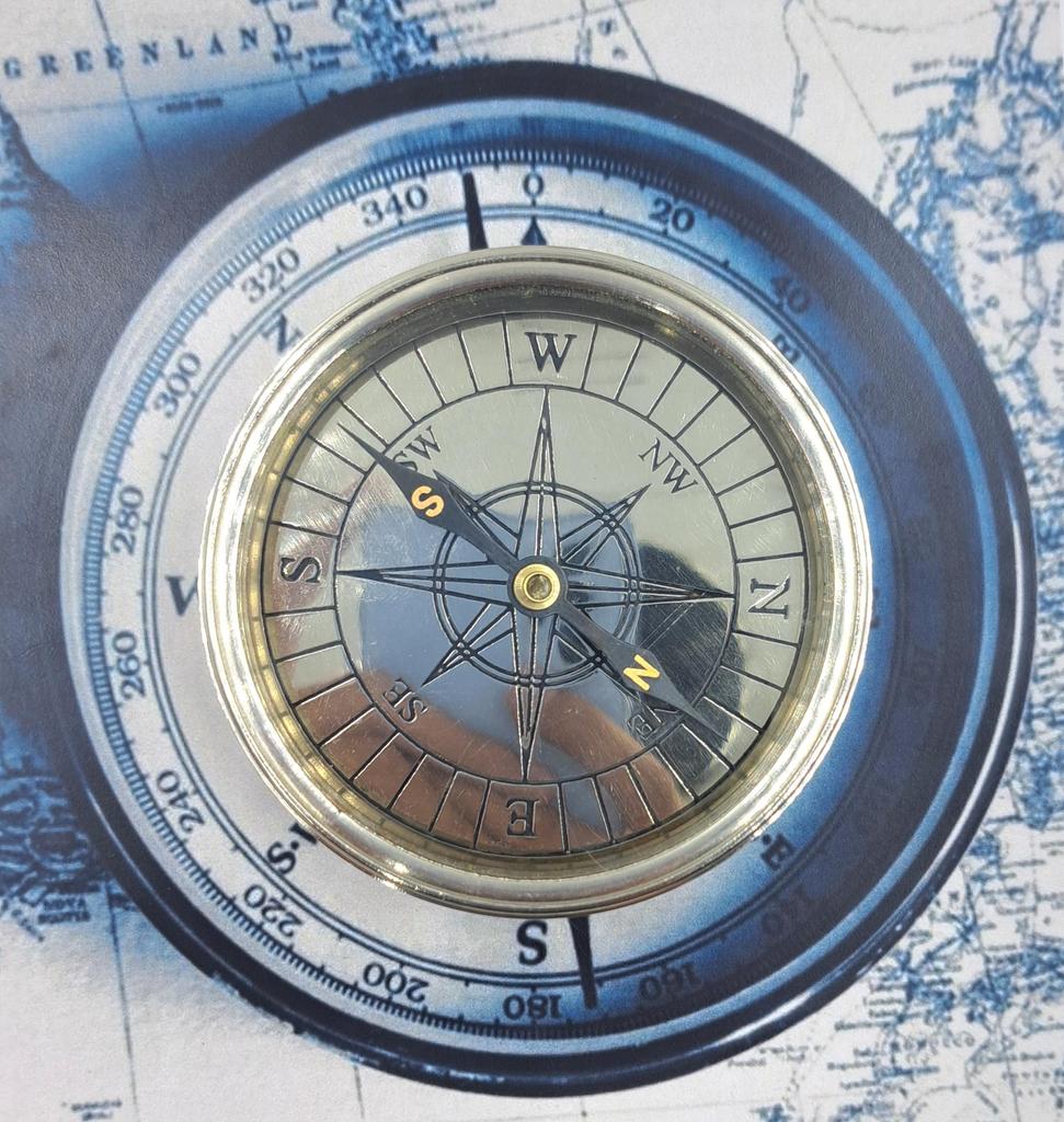 Морской компас ручной работы из латуни и никеля с гравировкой стихотворения — 8,5 см, старинный навигационный инструмент