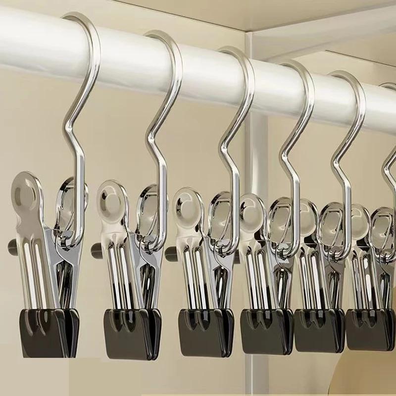 Органайзер для гардероба, прищепки для одежды с крючками, вешалка для классических брюк, щипцы для стирки, шляпа из нержавеющей стали, крючки для одежды, прищепки