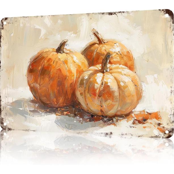 Pumpkin Metal Tin Sign Thanksgiving Day Sign Vintage Fall Decor Pumpkin Art Vintage Tin Sign Pumpkin Artwork Pumpk Autumn Metal Poster Thanksgiving