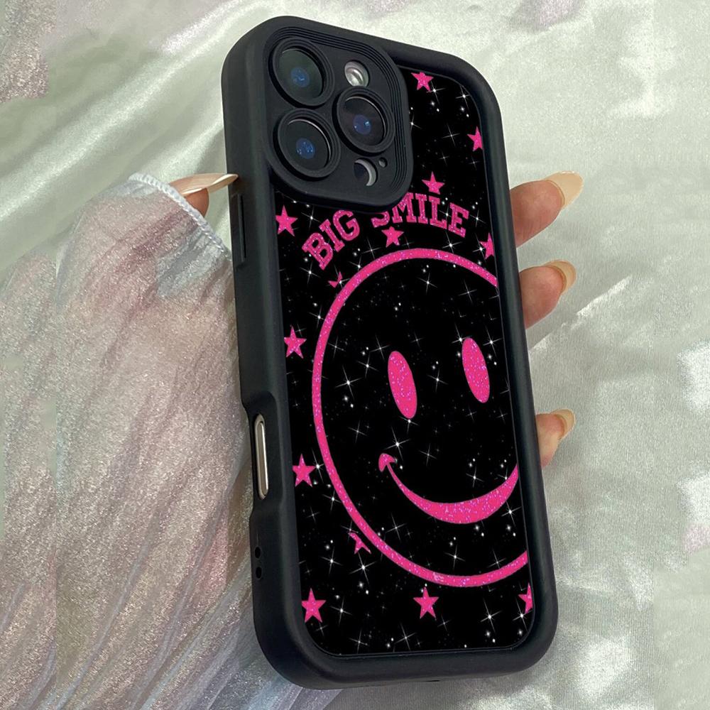 JT64 Чехол-накладка «Большая улыбка» для iPhone 17 16 Pro Max Samsung S26 S25 S24 S23 Ultra A17 A16 A07 A56 Xiaomi 15T Redmi Note 14 Pro Plus Мягкий ТПУ