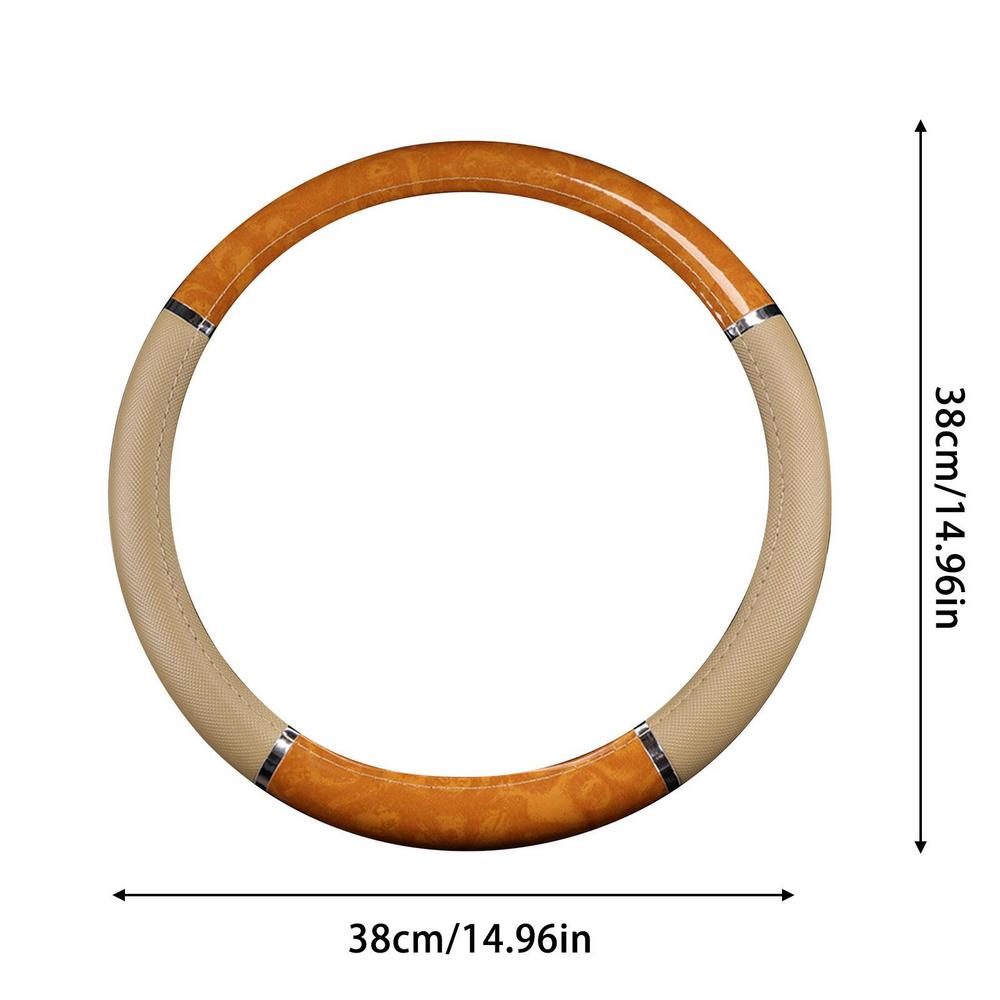 38CM Steering Wheel Cover Car Steering Wheel Cover For Men Women Wheel Cover Wood Grain Print Anti-Slip Car Accessories