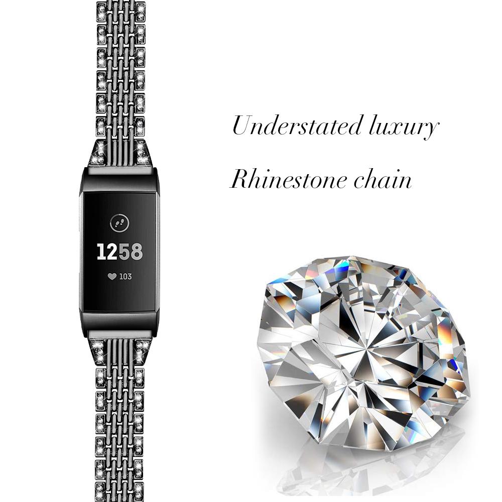 Zinc Alloy with Rhinestone Decor Watch Band for Fitbit Charge 4/3