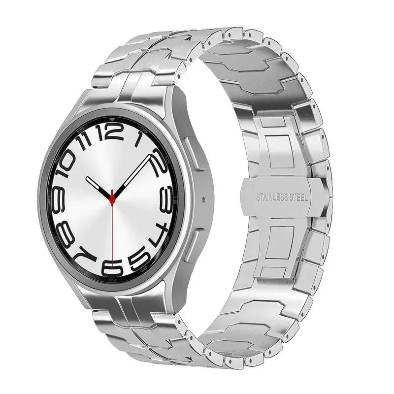 Ремешок титанового цвета для Samsung Galaxy Watch 6 Classic 47 мм 43 мм/5 Pro 45 мм Металлический браслет для Galaxy Watch 7 6 5 4 44 мм 40 мм