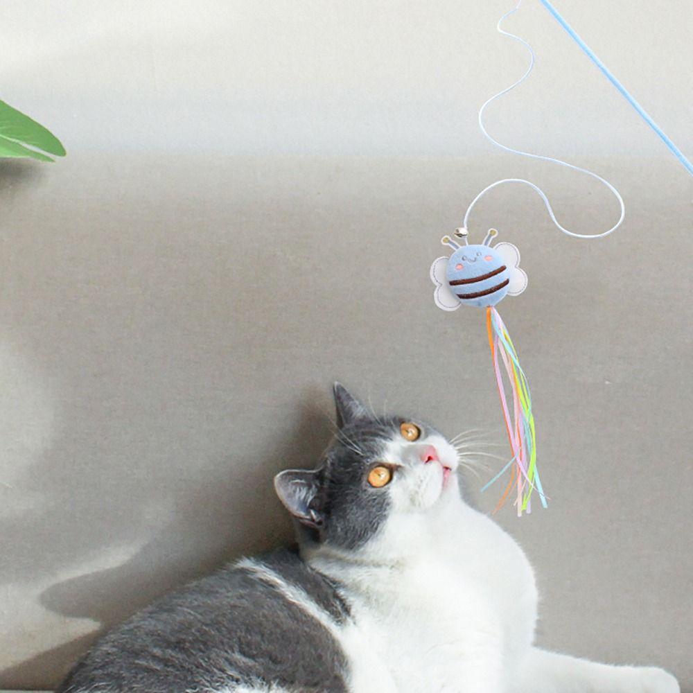Палочка-дразнилка для кошек в форме пчелки, плюшевая интерактивная палочка, новая игрушка для кошек, кошка