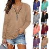 Women's Fall Zip Gathered Casual Raglan Long Sleeve T-Shirt Blouse Tops