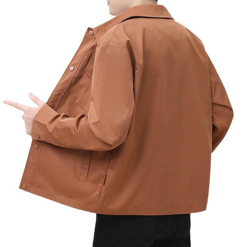 Весенняя новая однотонная куртка мужская повседневная универсальная трендовая модная молодежная куртка большого размера с лацканами