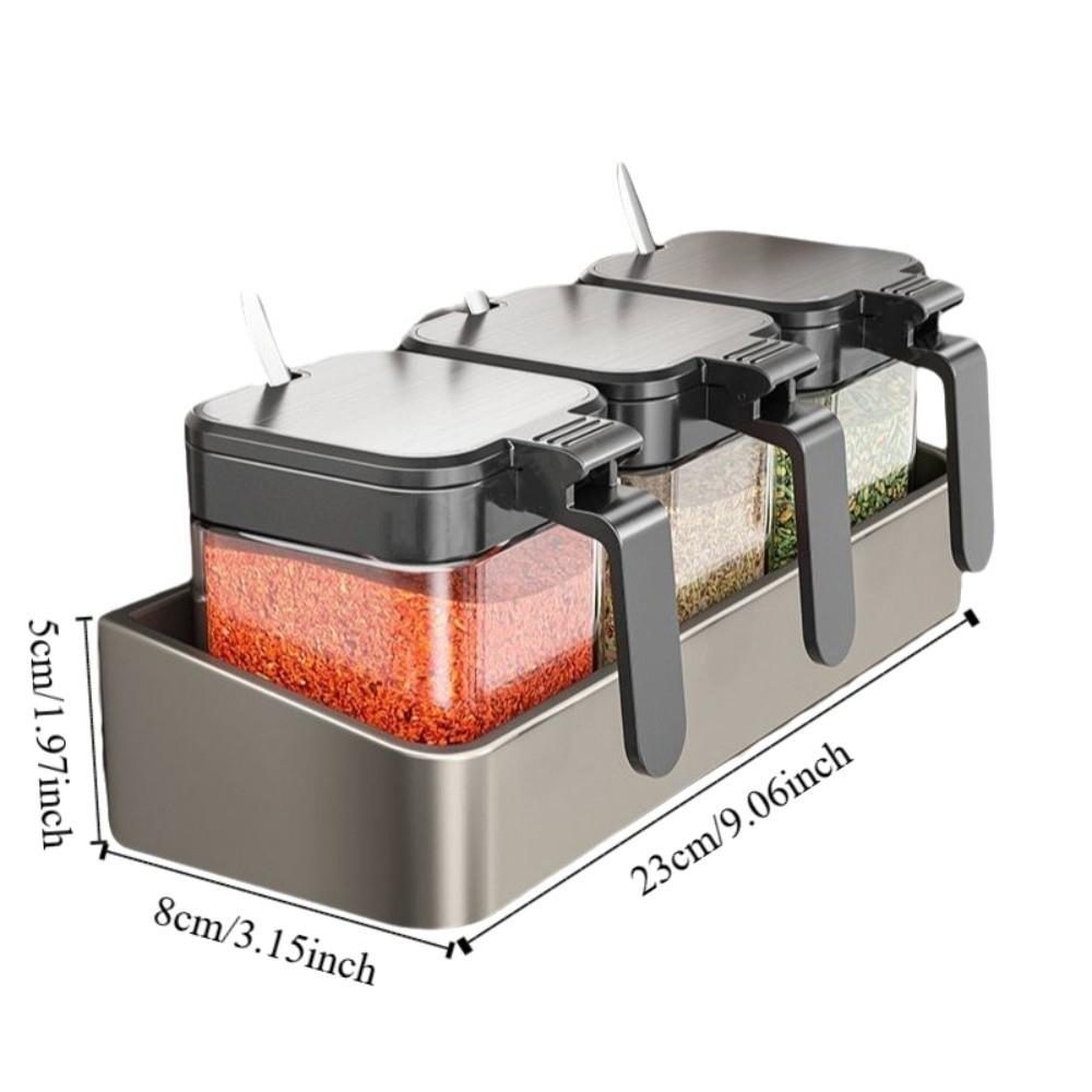 No-Drill Installation Spice Jar Removable Condiment Organizer Wall-Mounted Spice Rack Kitchen Use