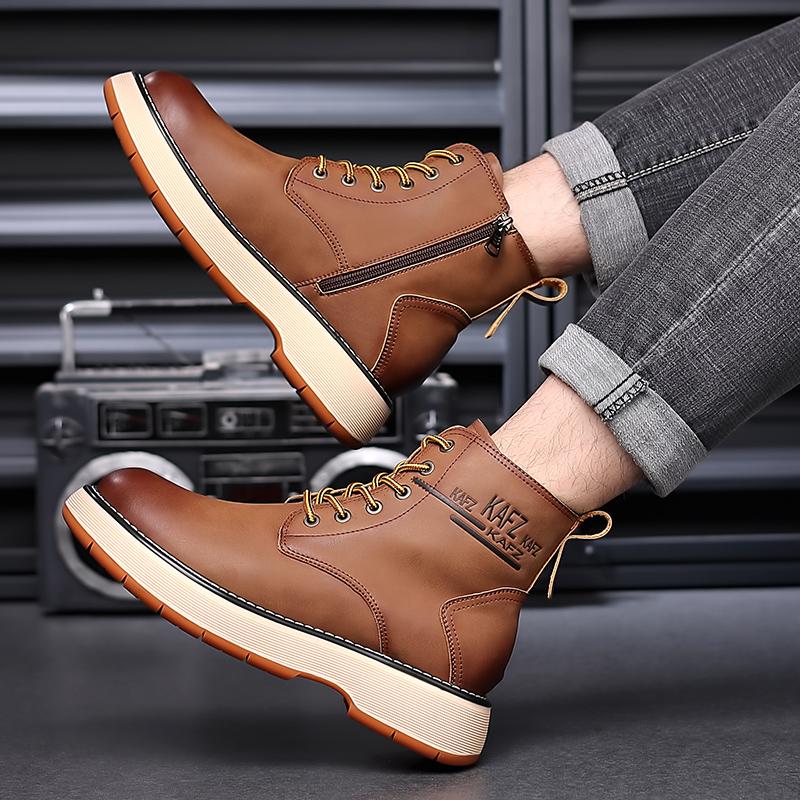 Мужская обувь из натуральной кожи, модные универсальные мужские винтажные ботинки, высококачественные зимние ботинки на платформе, ретро-ботинки для мотоциклистов