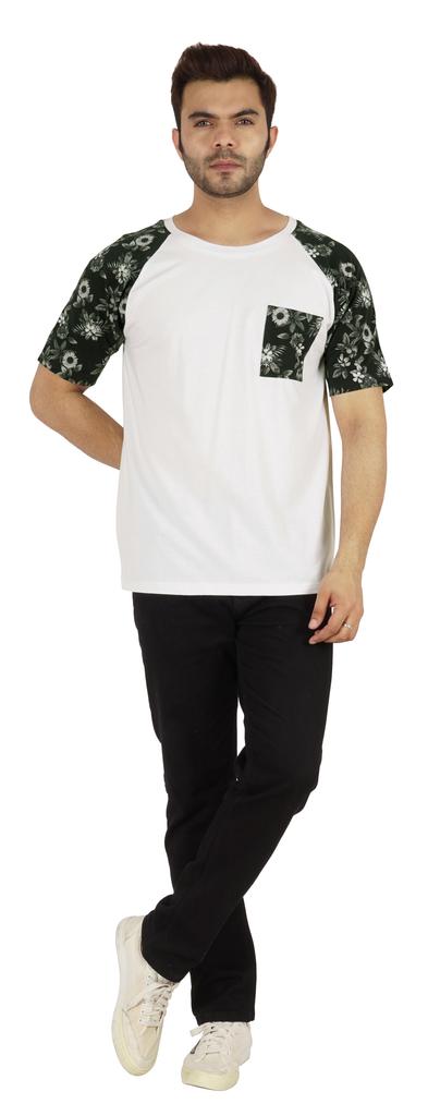 Inkmeso Raglan Short Sleeves T-Shirt For Men  S Loose Fit Printed Casual Tee W  Patch