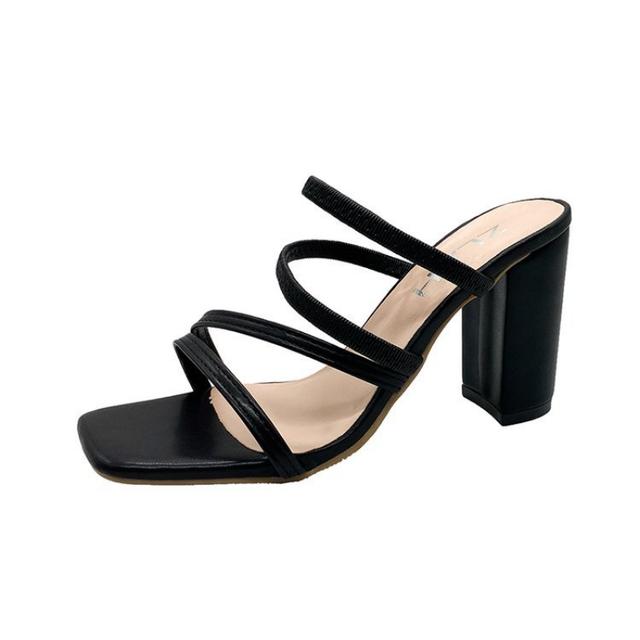 Женские сандалии на массивном высоком каблуке с квадратным носком, удобные повседневные женские сандалии на платформе в европейском стиле