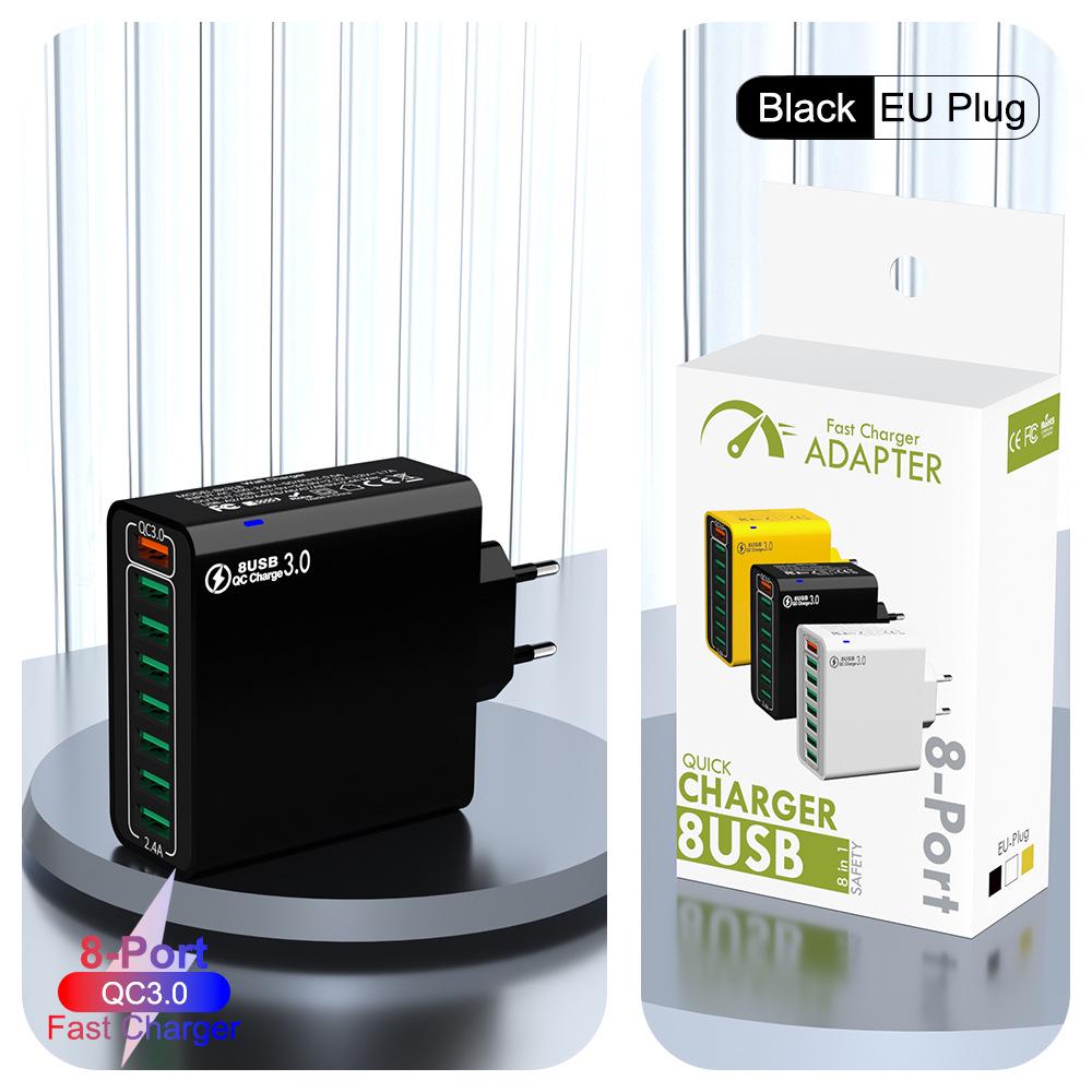QC3.0 8-Port 30W Multi-USB High-Power Fast Charger (US/EU/Korean Specs)