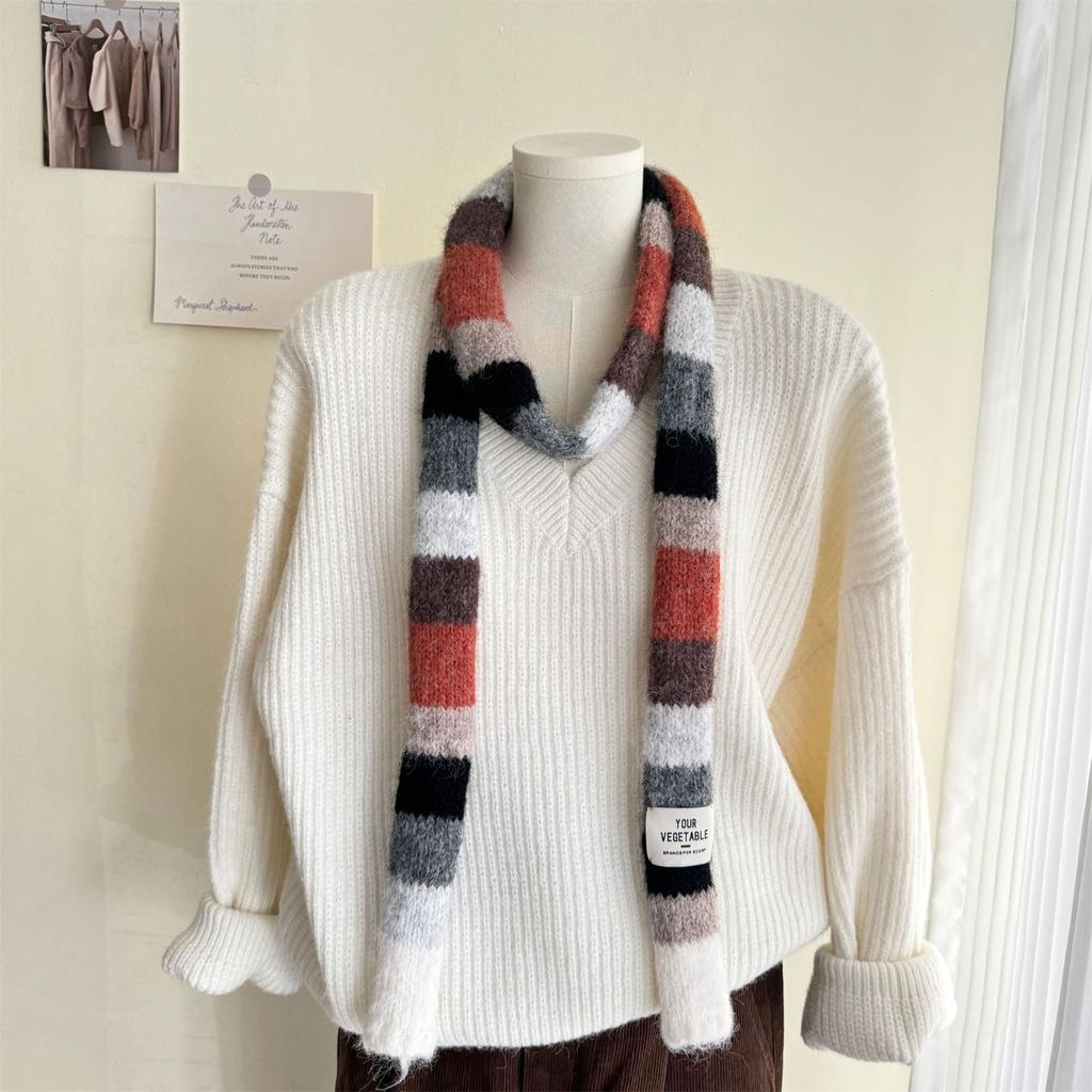 Шарф в полоску с цветными блоками, мягкие удобные шарфы, осенне-зимний шейный платок для комфорта осенью и зимой