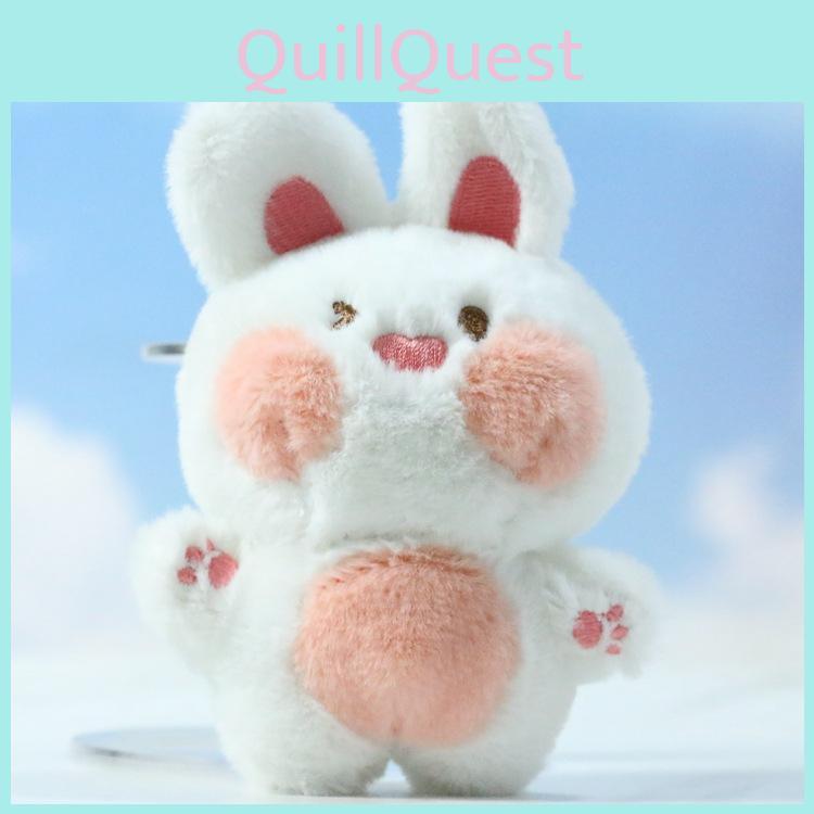 Charming Pink And Blue Plush Bunny Doll Cartoon Keychain Soft Toy For Bags