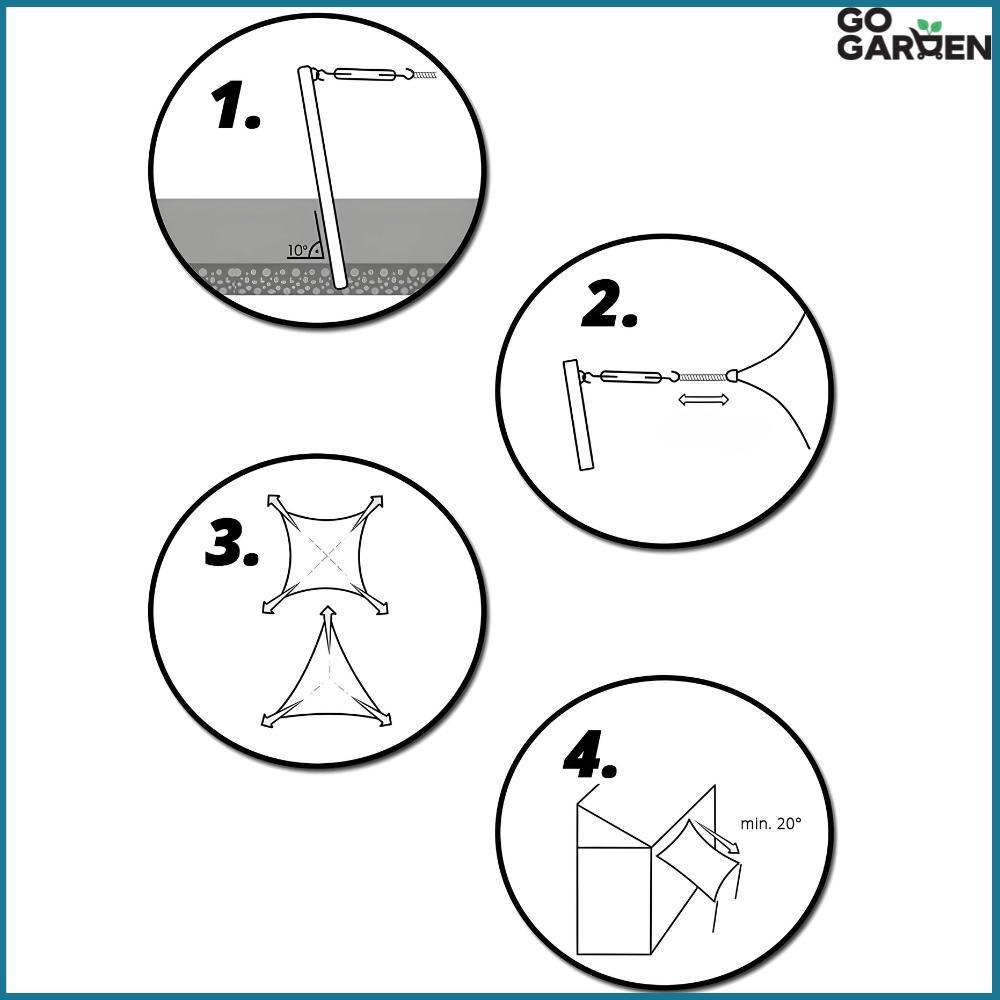 Sunshade terrace balcony protective shade sail gray canopy with handles 4x6 m
