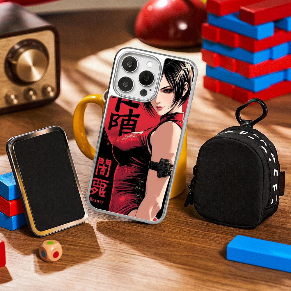 Ада Вонг X Леон горячий игровой плакат Чехол для телефона для iPhone 16 15 14 13 12 11 Pro Max Овечья кожа Серебристый край Защитный чехол