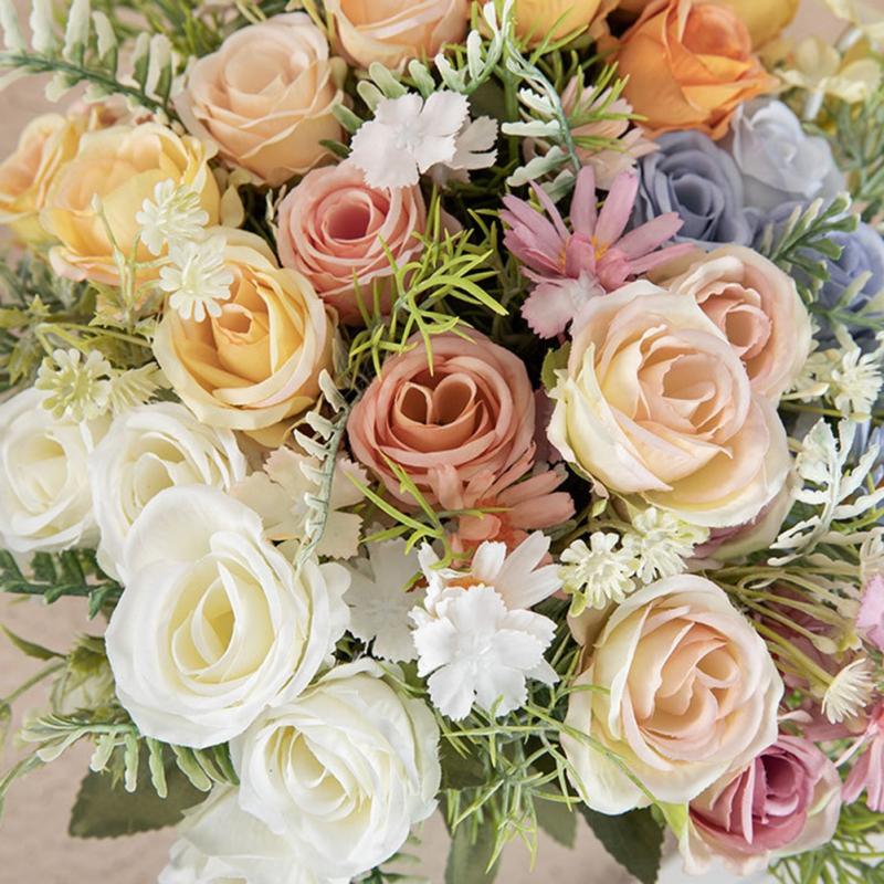 Букет из искусственных роз и ромашек, искусственные цветы, центральные украшения для столов, дома, гостиной, свадебные композиции, букет невесты в руках