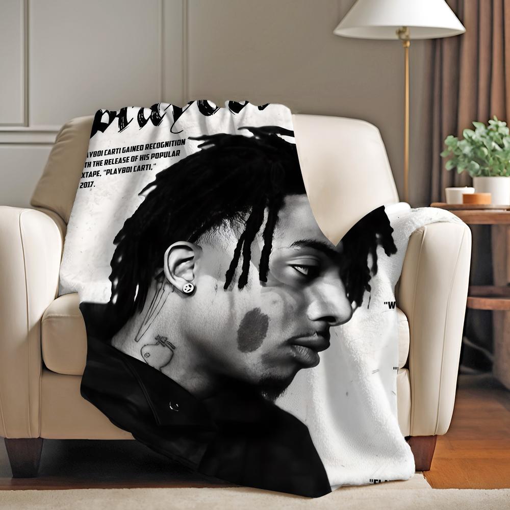 Американский рэпер Playboi Carti Плед для дивана, офиса, кровати, самолета, путешествий, сна, чтения, отдыха, кемпинга Мягкий и теплый