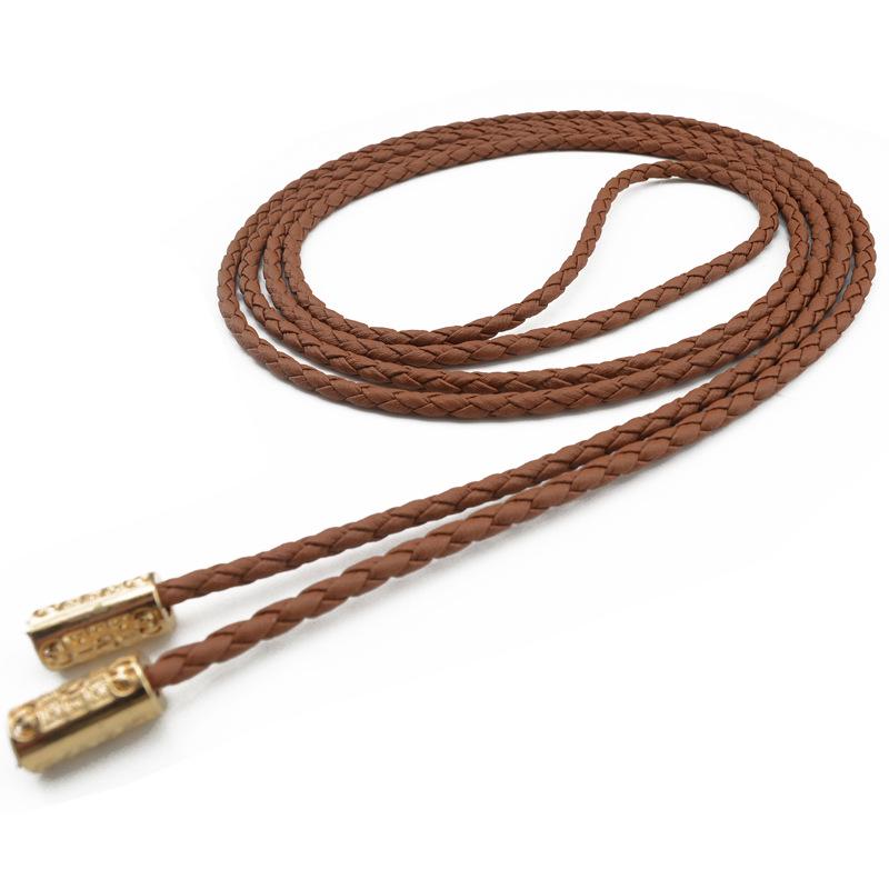 Korean Braided Tassel Thin Belt - Versatile Bow PU Rope Knot for Women